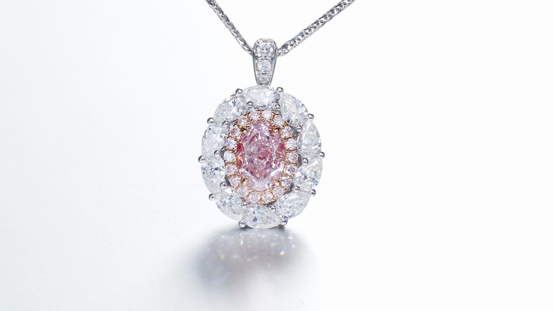 Women's GIA Certified, 0.51ct Natural Fancy Light Purplish Pink Oval shape Diamond Ring. For Sale