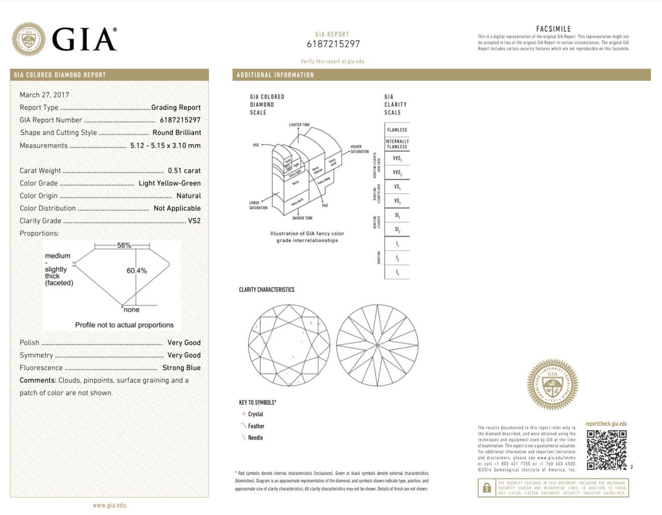 Modern GIA Certified 0.51ct White Gold Fancy Colored VS2 Diamond Ring For Sale