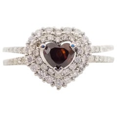 GIA 0,52 Karat Fancy REDDISH BROWN Herzförmiger Ring aus 18 Karat Weißgold