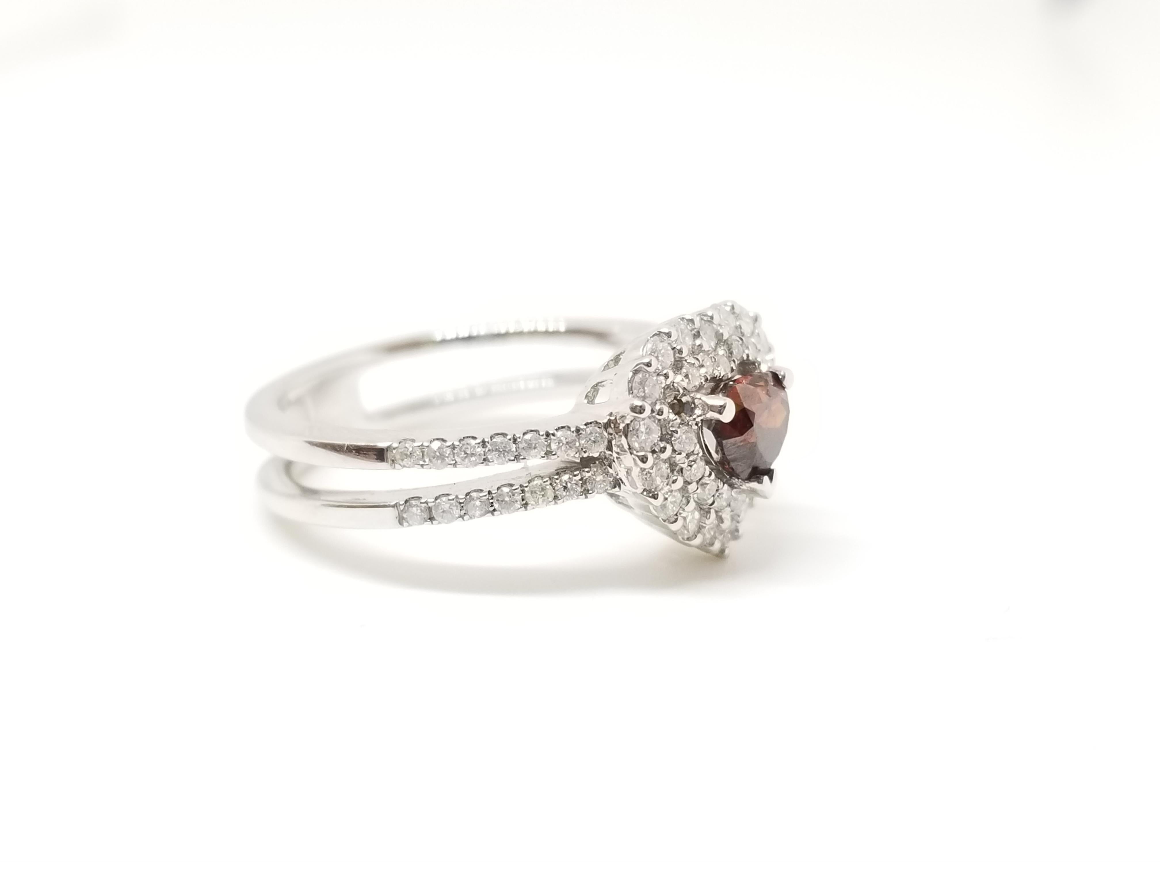 GIA 0,52 Karat Fancy REDDISH BROWN Herzförmiger Ring aus 18 Karat Weißgold 2
