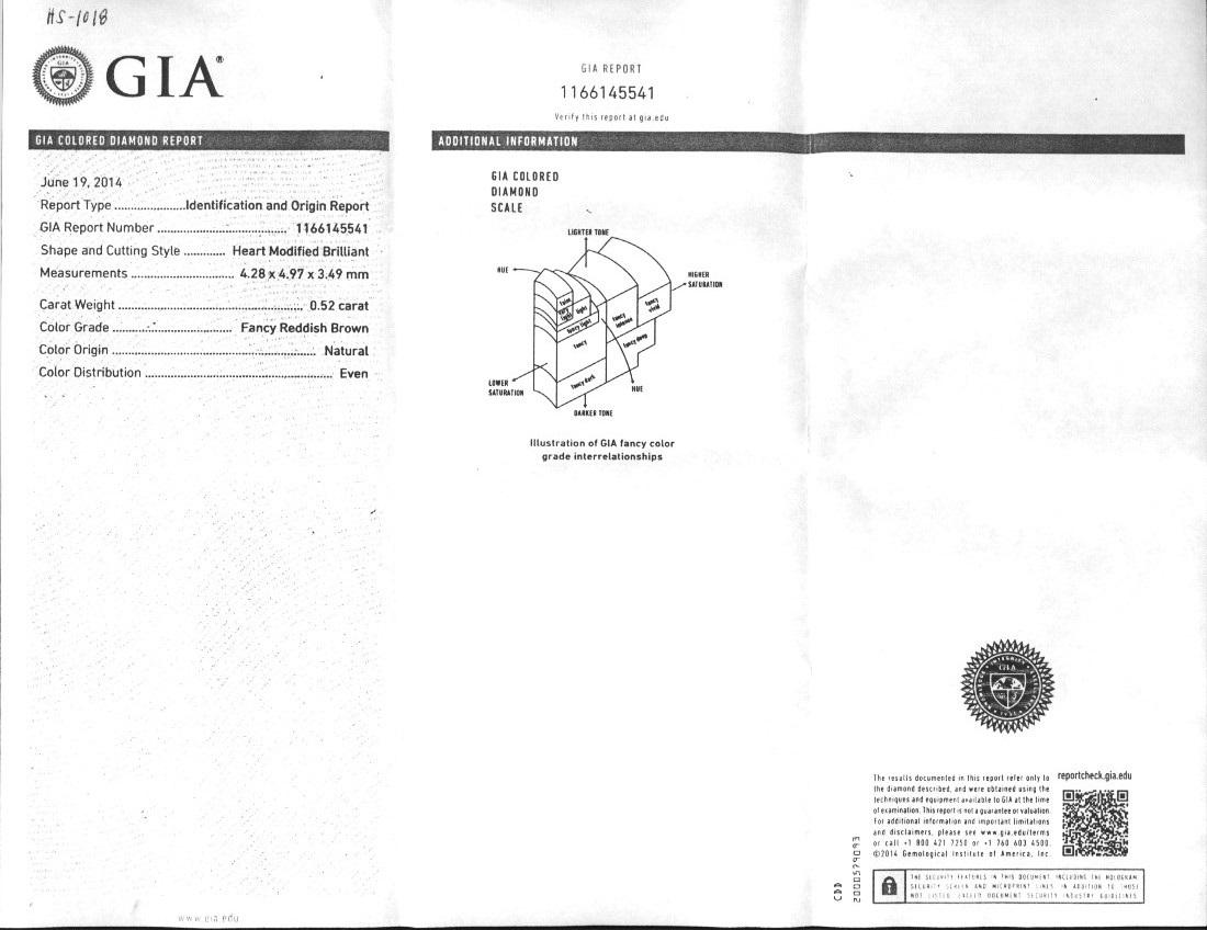 GIA 0,52 Karat Fancy REDDISH BROWN Herzförmiger Ring aus 18 Karat Weißgold 4