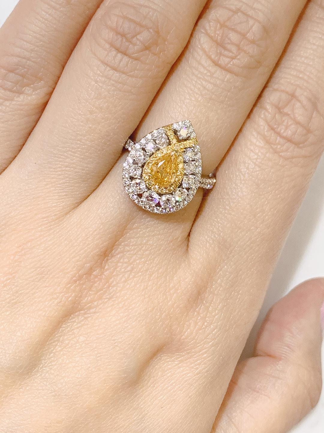 GIA Certified 0.52 Carat Fancy Intense Yellow- Orange Diamond Ring For Sale 1