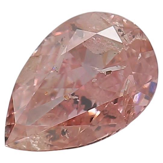 GIA Certified 0.52 Carat Fancy Orangy Pink I2 Clarity Diamond For Sale