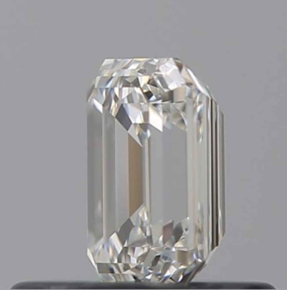 Emerald Cut GIA Certified 0.52 Carat H Colour VVS1 Clarity Diamond For Sale