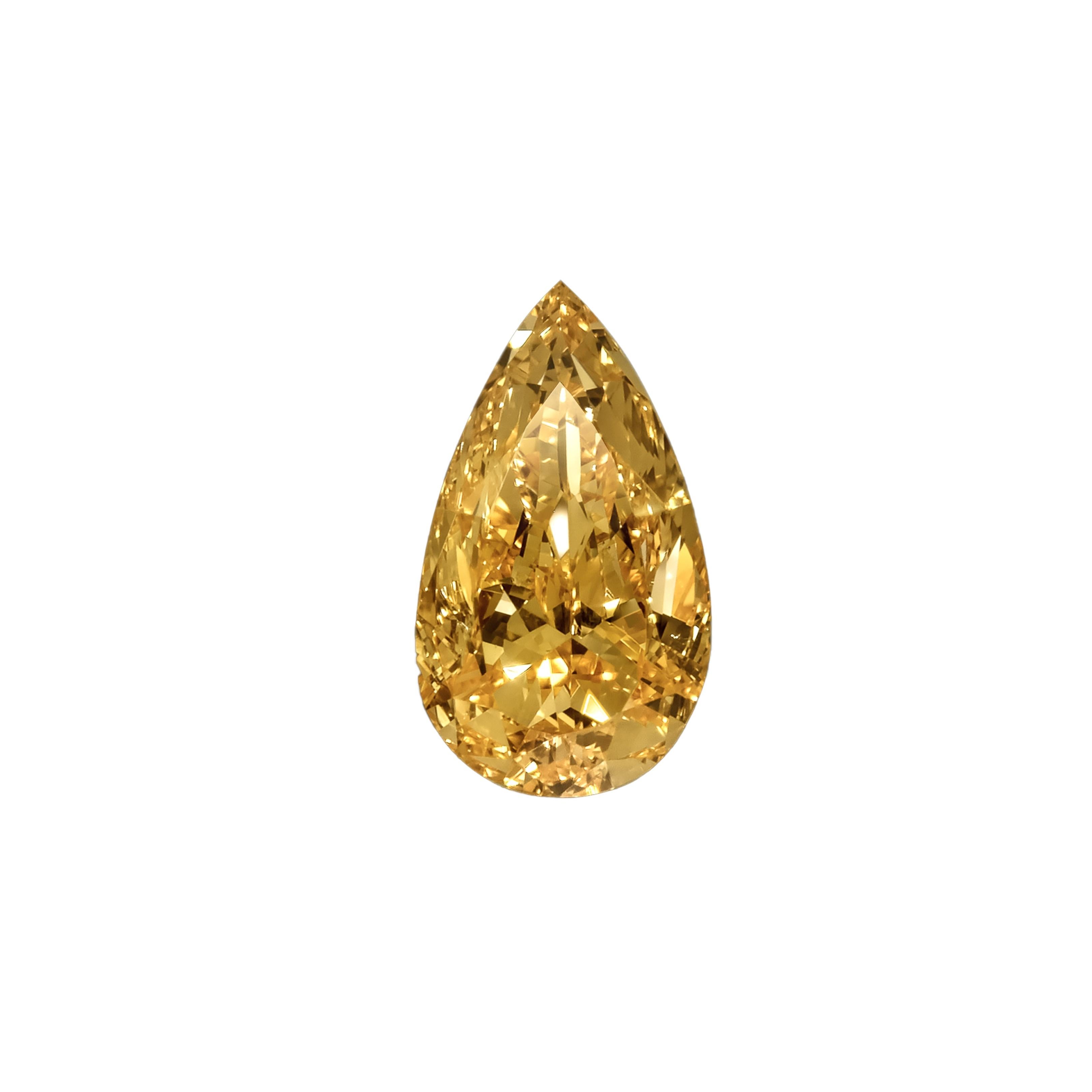 Pear Cut GIA Certified 0.52 Carat Pear Shape Orange Diamond Ring For Sale