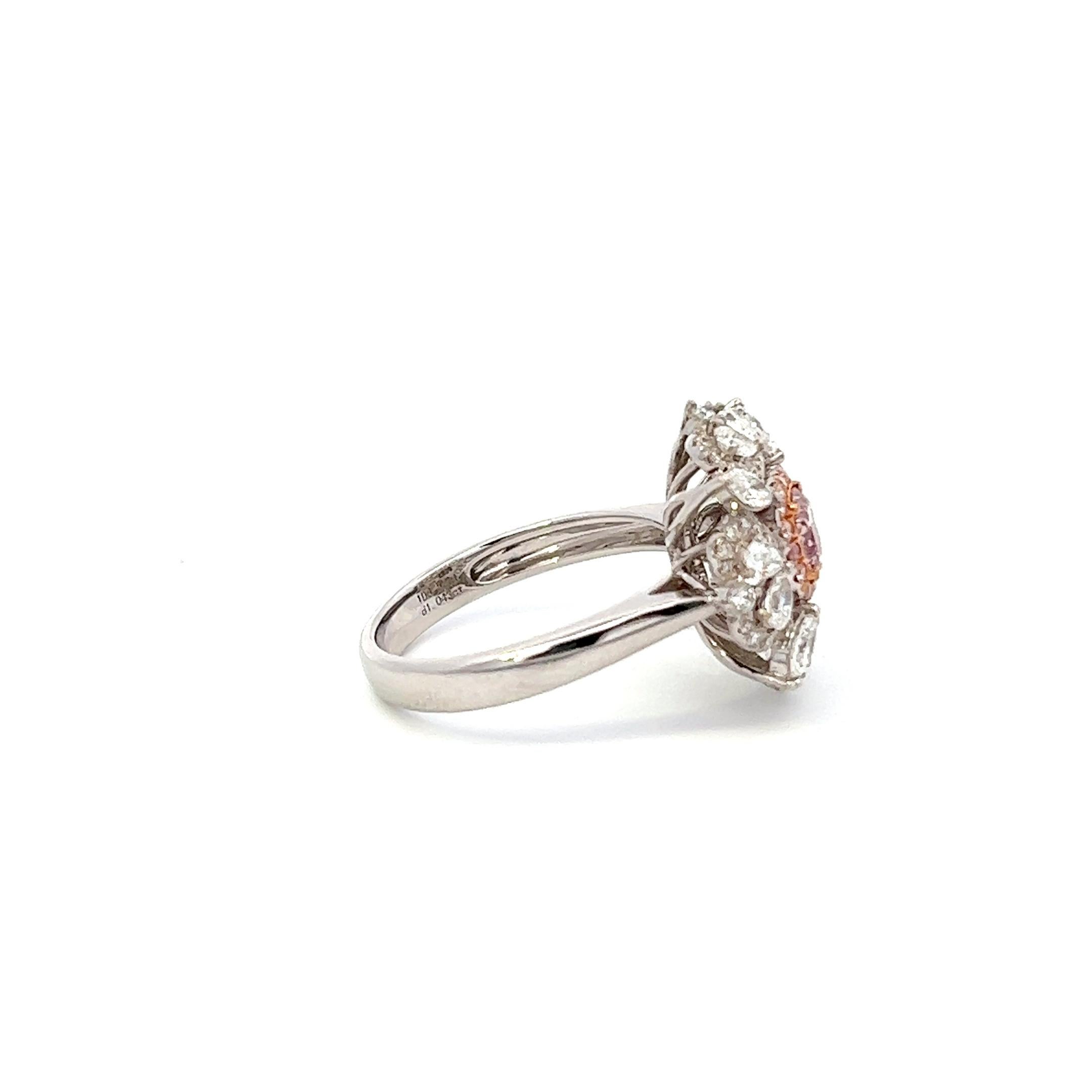 Cushion Cut GIA Certified 0.52 Carat Pink Diamond Ring For Sale