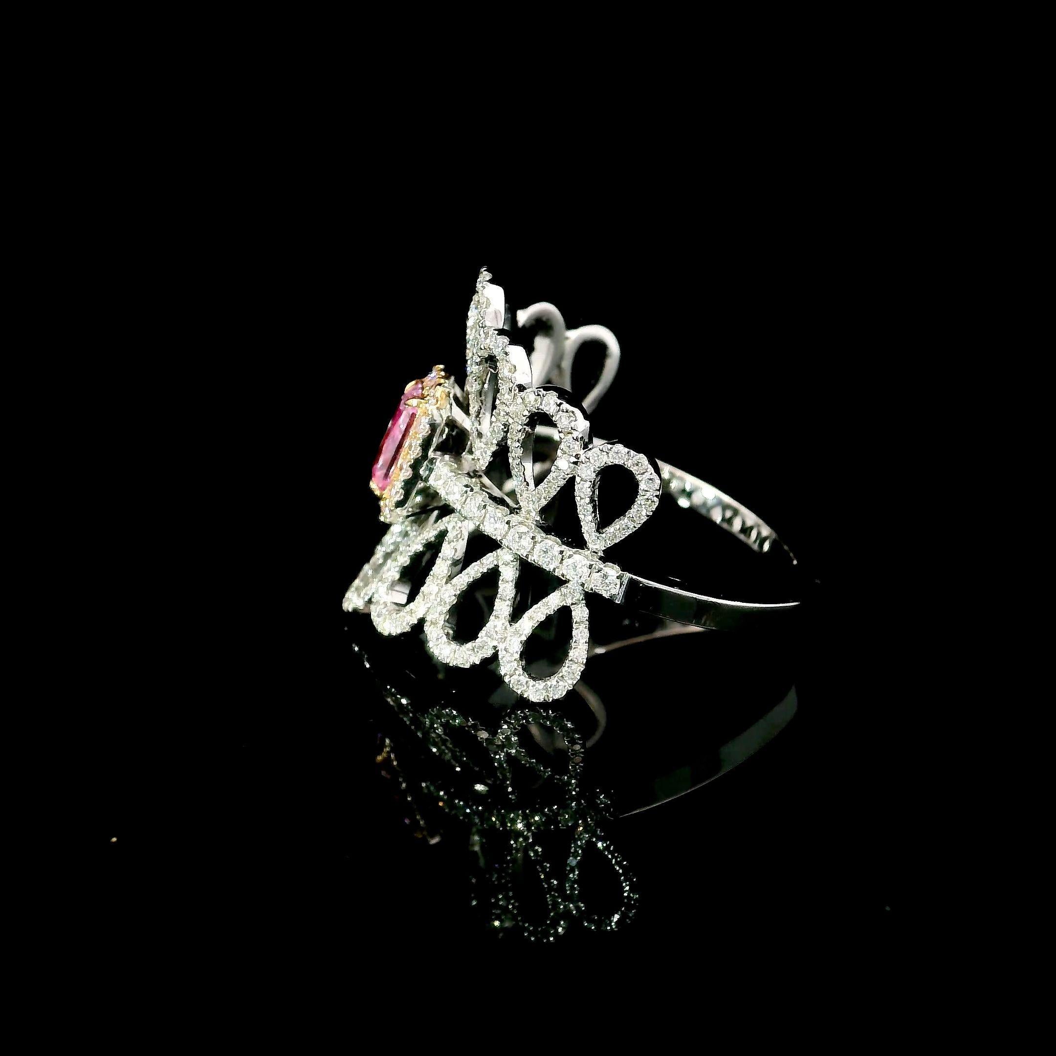 Anello con diamante certificato GIA da 0,52 carati di colore rosa molto chiaro con purezza I3 in vendita 1
