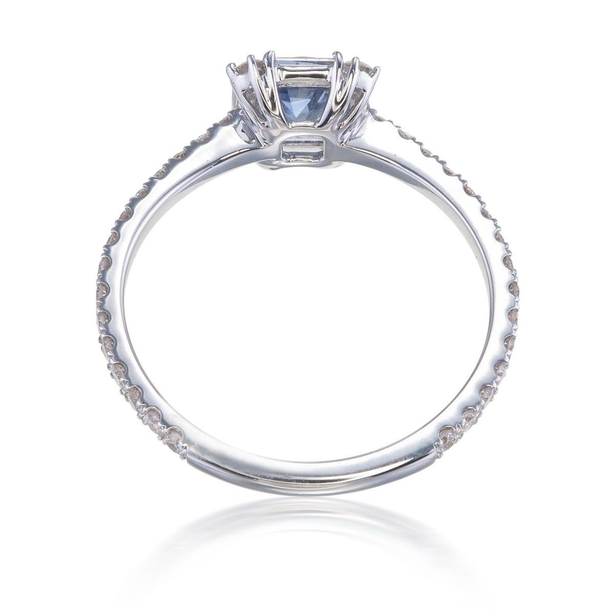 GIA-zertifizierter 0.52 Karat Kaschmir-Saphir und Diamant Daily Wear Ring aus Weißgold (Kissenschliff) im Angebot