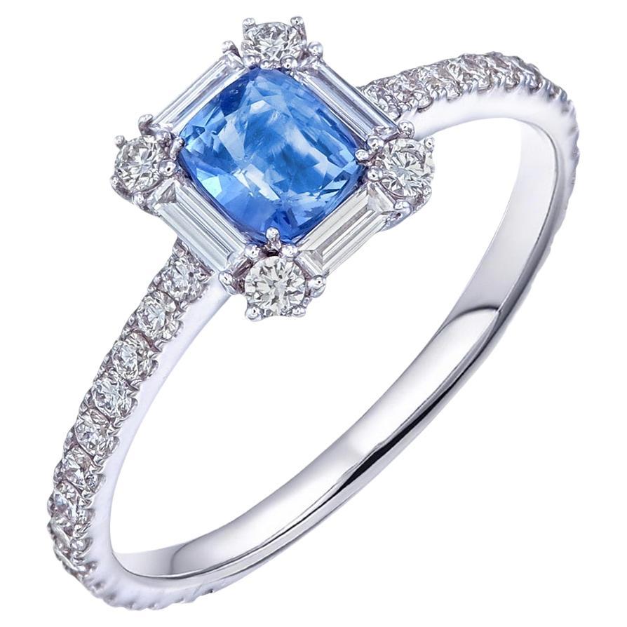 GIA Certified 0.52 ct Kashmir Sapphire and Diamond Daily Wear Ring in White Gold For Sale