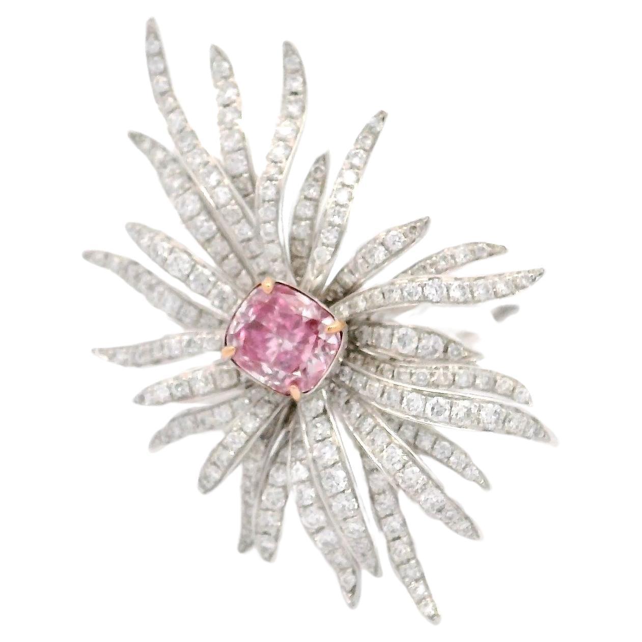GIA Certified 0.52 Very Light Pink SI2 Clarity Diamond Ring