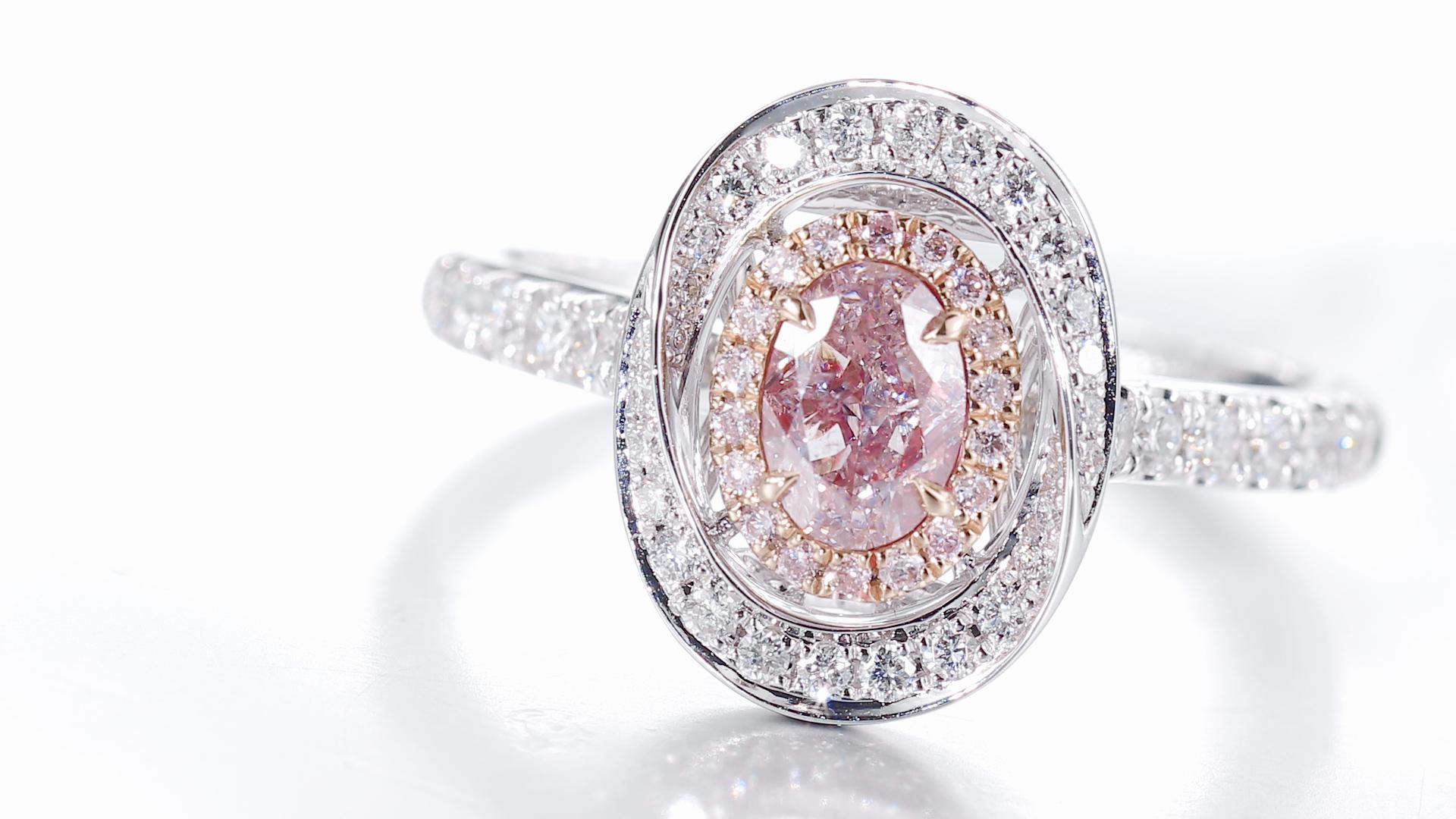 GIA Certified, 0.52ct Fancy Brownish Pink Natural Color Diamond White Gold ring For Sale 2