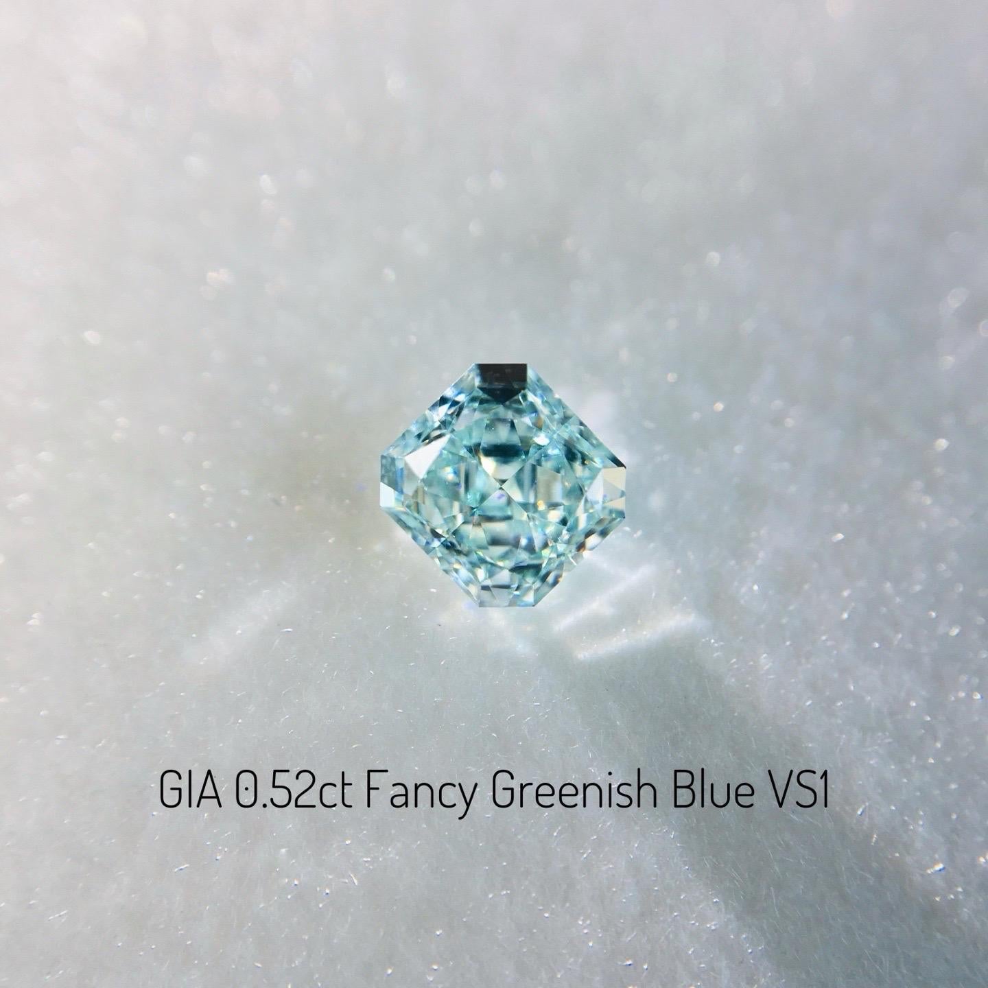GIA Certified 0.52ct Greenish Blue Natural Diamond In Excellent Condition For Sale In Portland, OR