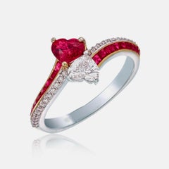 GIA Certified 0.53 Carat Burmese No Heat Ruby and Diamond Ring