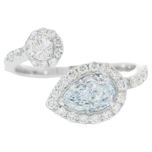 Anello con diamante certificato GIA da 0,53 carati di colore blu tenue (indeterminato) con purezza VS2