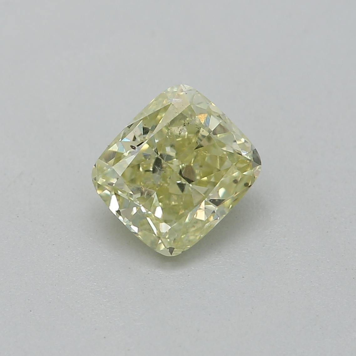 Certificate: GIA 
Report Number: 1189646828
Shape And Cut: Cushion
Carat Weight: 0.53 carat
Measurements: 4.92 x 4.40 x 2.83 mm
Color Grade: Fancy Green Yellow

FEATURES OF THE DIAMOND:

This fancy green yellow diamond is a rare and striking diamond