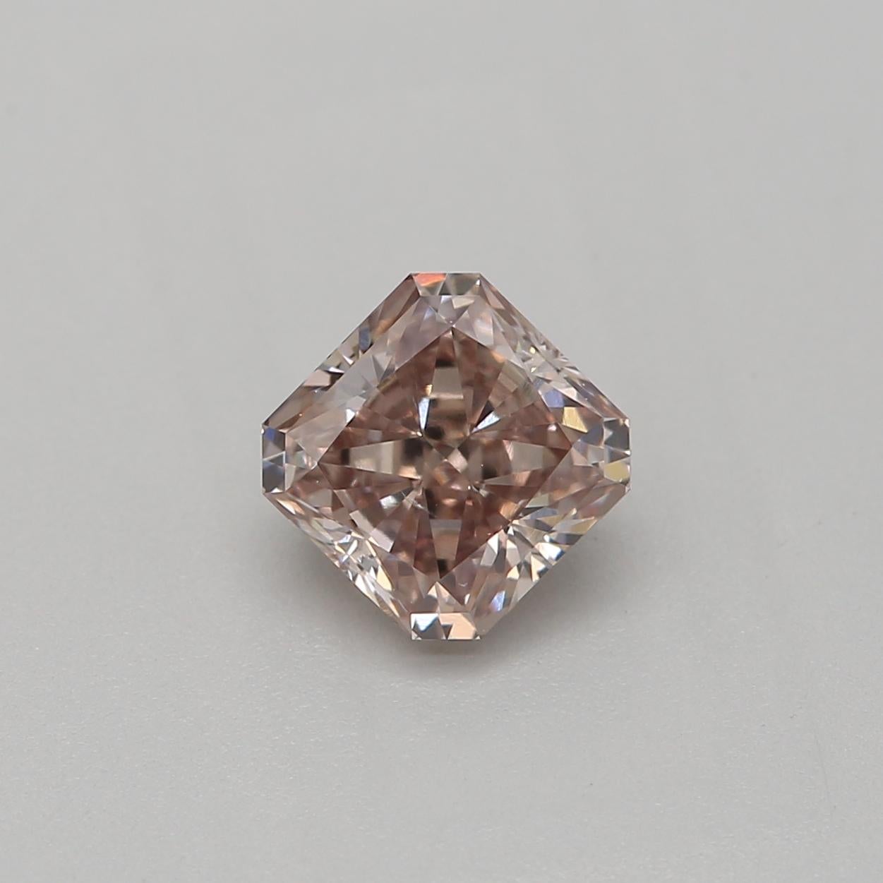 Certificate: GIA 
Report Number: 2457109039
Shape And Cut: Radiant
Carat Weight: 0.53 carat
Measurements: 4.50 x 4.48 x 2.90 mm
Color Grade: Fancy Pink Brown 

FEATURES OF THE DIAMOND:

This fancy pinkish brown diamond is a rare and captivating
