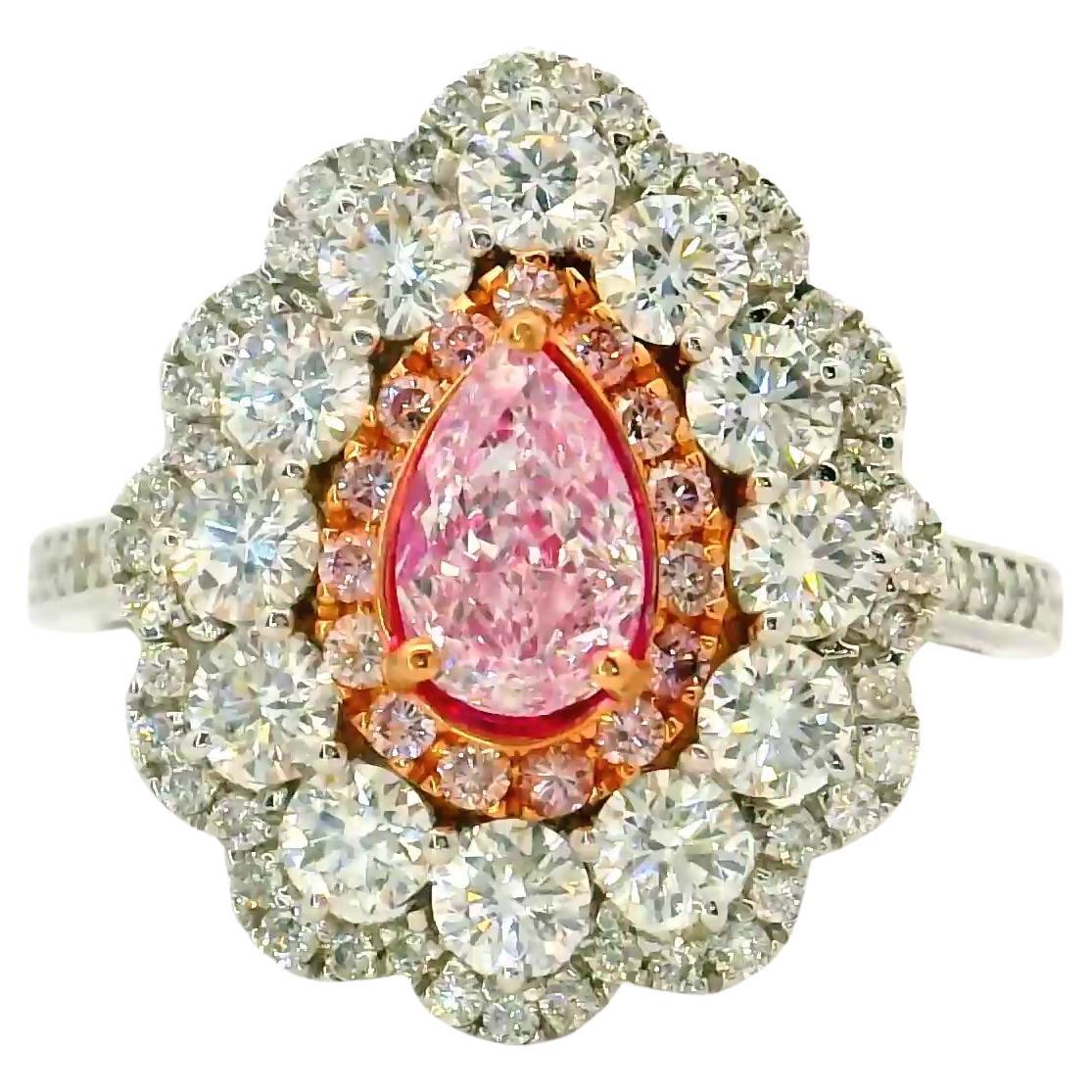 Bague en diamant certifié GIA de 0,53 carat, rose très clair, pureté SI2