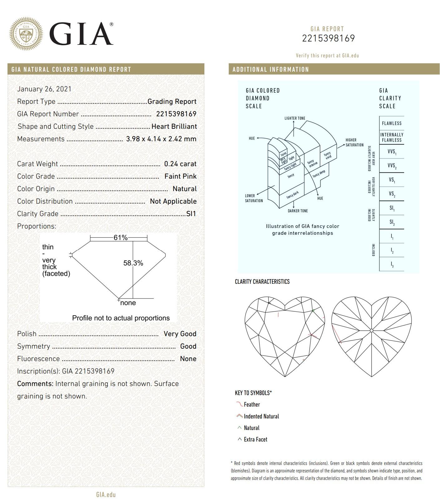 GIA Certified 0.54 Carat Faint Pink Diamond Cocktail Ring SI1 Clarity For Sale 1