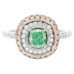 GIA Certified 0.54 Carat Fancy Light Yellow Green VS2 Clarity Diamond Ring