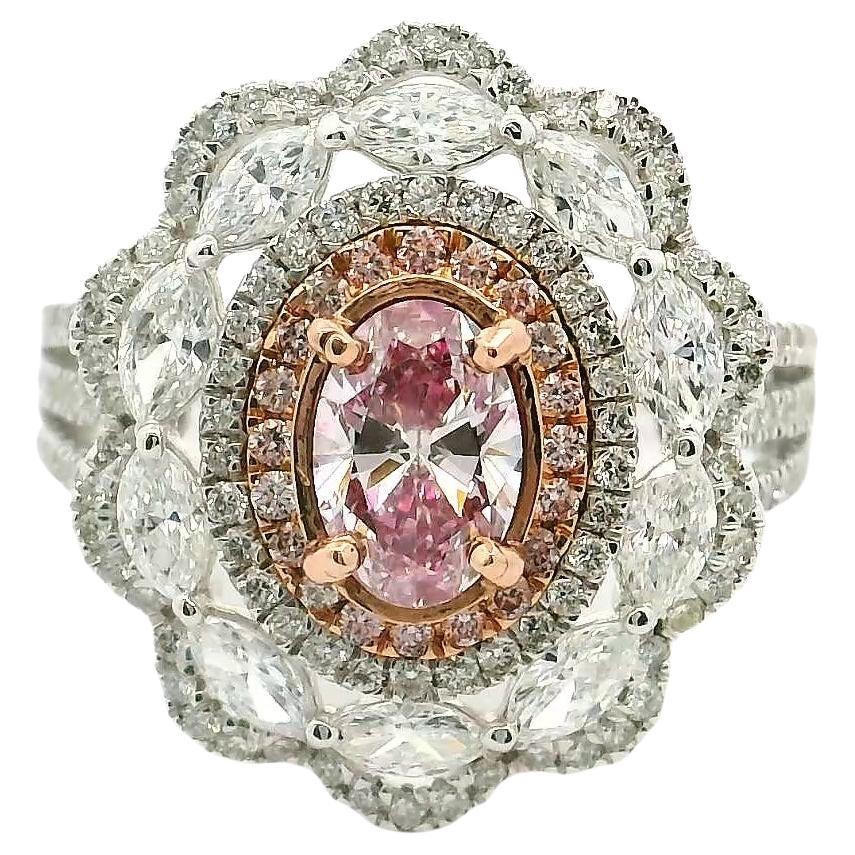 Bague en diamant certifié GIA 0,54 carat Very Light Pink VS2 Clarity