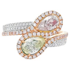 Anello con diamante certificato GIA 0,54 CT W-X Colour SI1 CLT/0,42 CT Faint Pink SI2 CLT