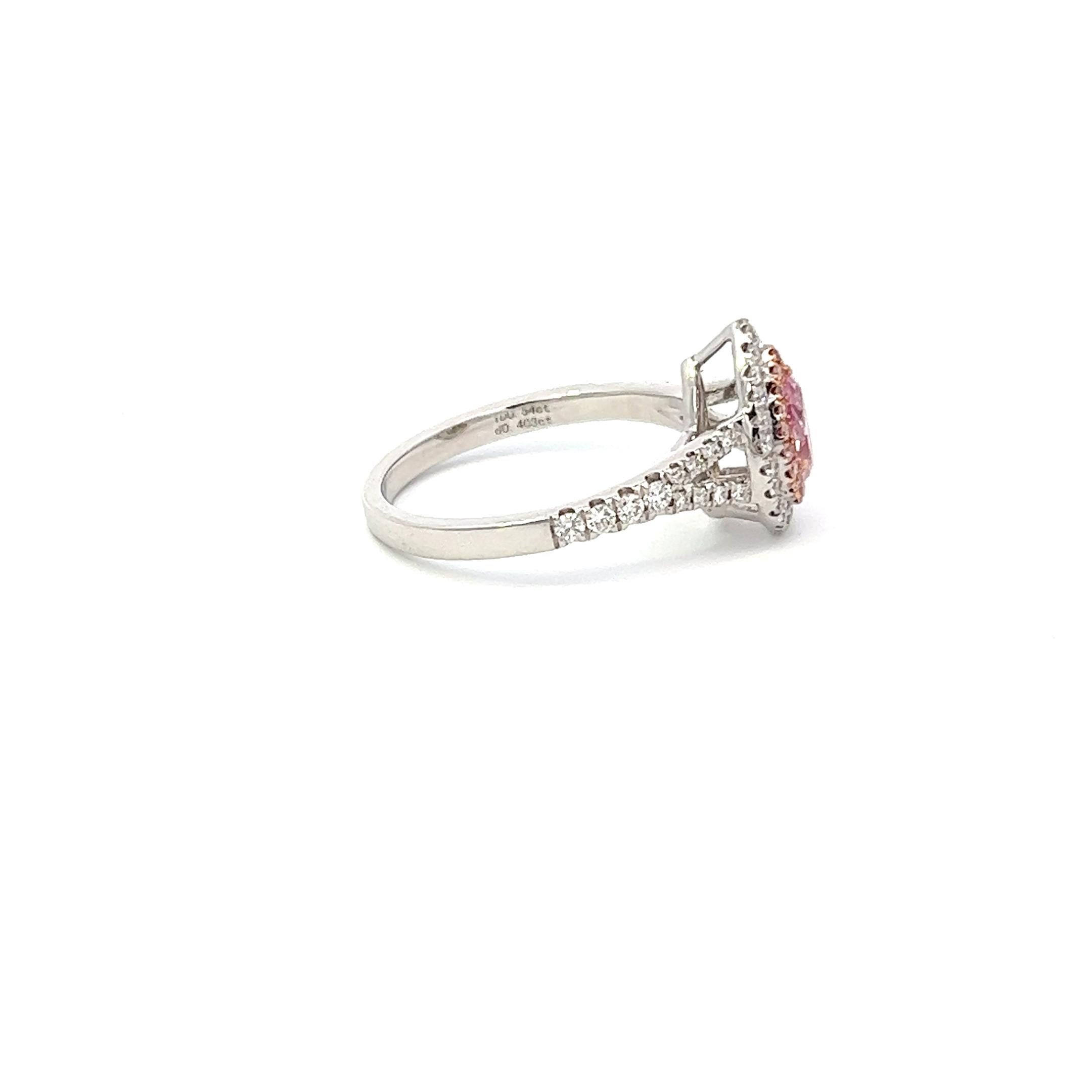 GIA Certified 0.54 Carat Pink Diamond Ring In New Condition For Sale In Los Angeles, CA