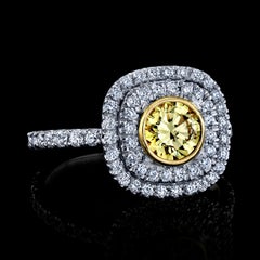 GIA Certified 0.55 Carat Fancy Intense Yellow Diamond Ring Weight Platinum/18KYG