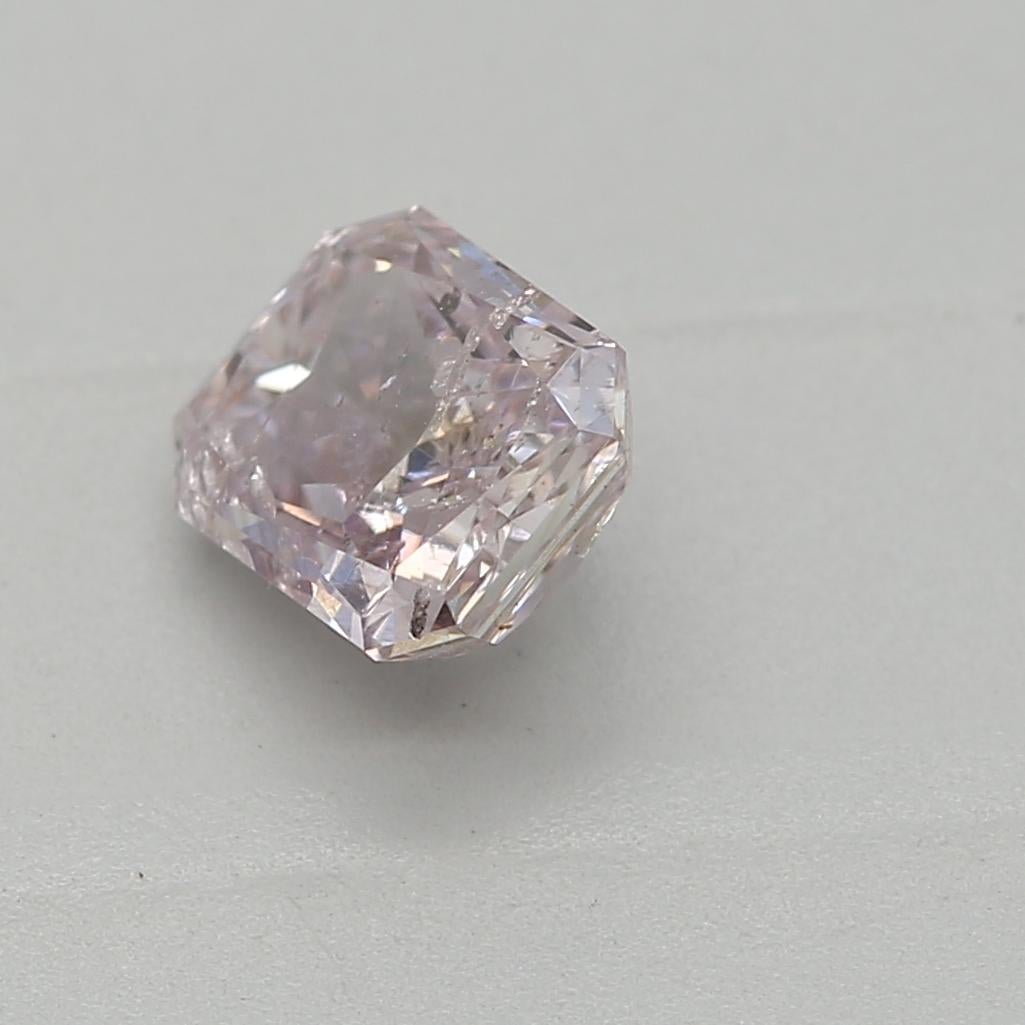 Radiant Cut GIA Certified 0.55 Carat Fancy Pink I2 Clarity Diamond For Sale