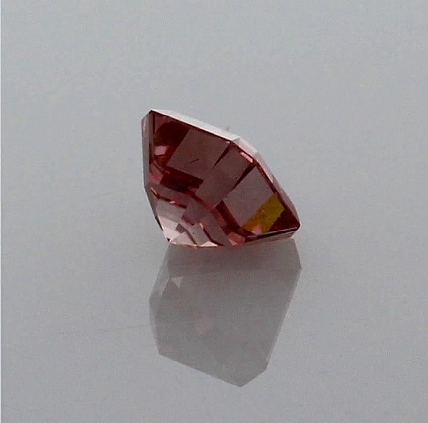 Asscher Cut GIA Certified 0.55 Carat Square Emerald Natural Fancy Intense Pink VS1 Diamond For Sale