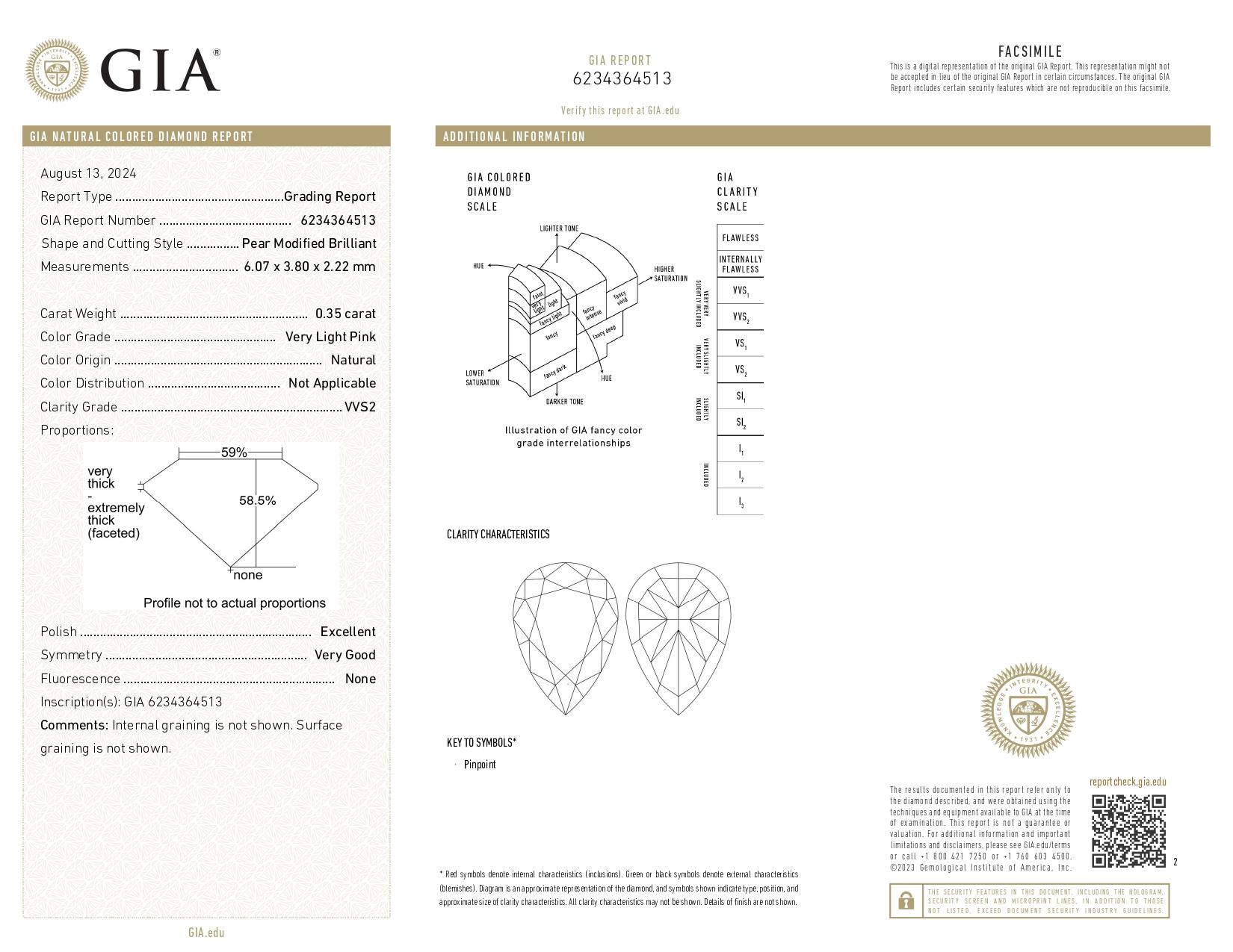Ciondolo a doppia aureola con diamante rosa da 0,55 carati certificato GIA in oro 18K in vendita 5