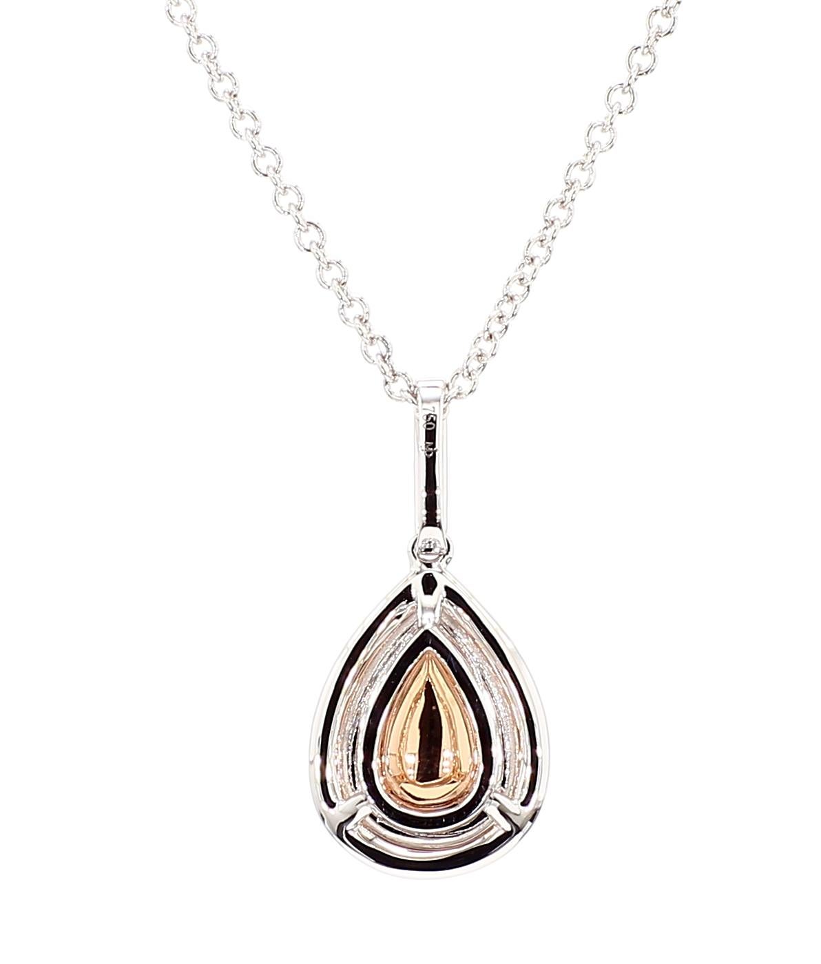 Donna Ciondolo a doppia aureola con diamante rosa da 0,55 carati certificato GIA in oro 18K in vendita