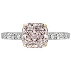 GIA Certified 0.56 Carat Radiant Cut Pink Diamond Ring