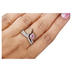 GIA Certified 0.56 Carat Yellow & Pink Diamond Cocktail Ring 
