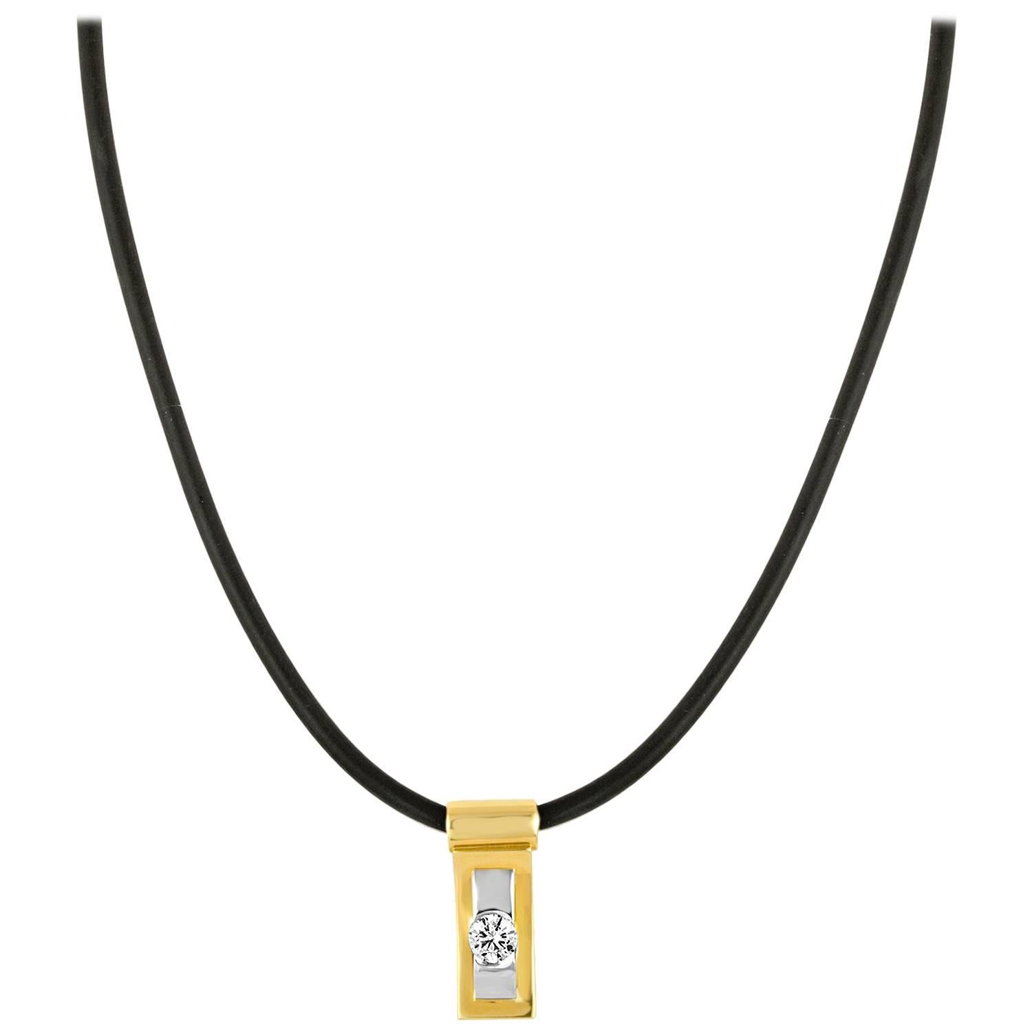 GIA-zertifizierte 0,57 Karat Diamant-Gold-Halskette mit abstraktem Solitär im Angebot
