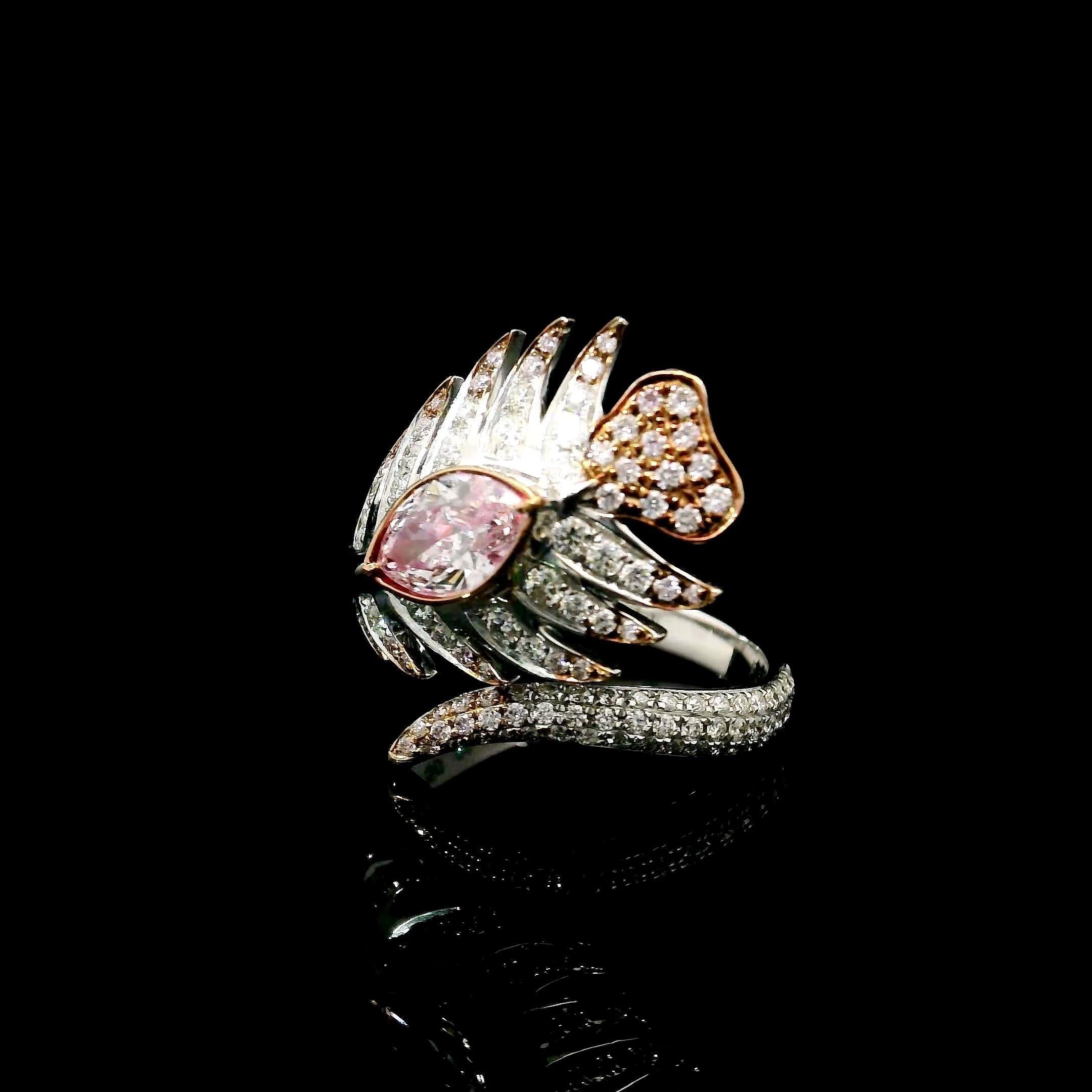 Bague en diamant certifié GIA de 0,57 carat de couleur brun rosé clair I1 Neuf - En vente à บางรัก, TH
