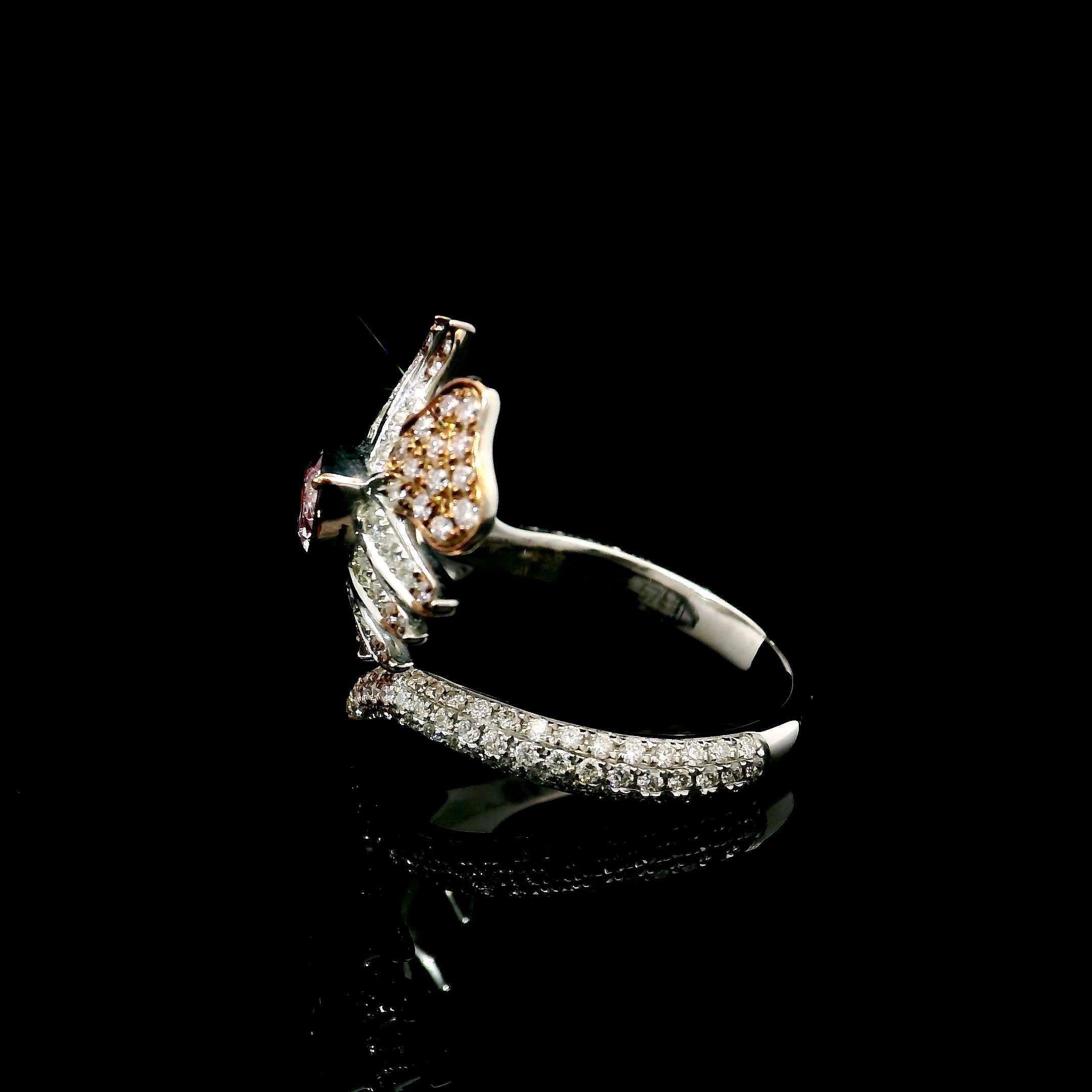 Bague en diamant certifié GIA de 0,57 carat de couleur brun rosé clair I1 en vente 1