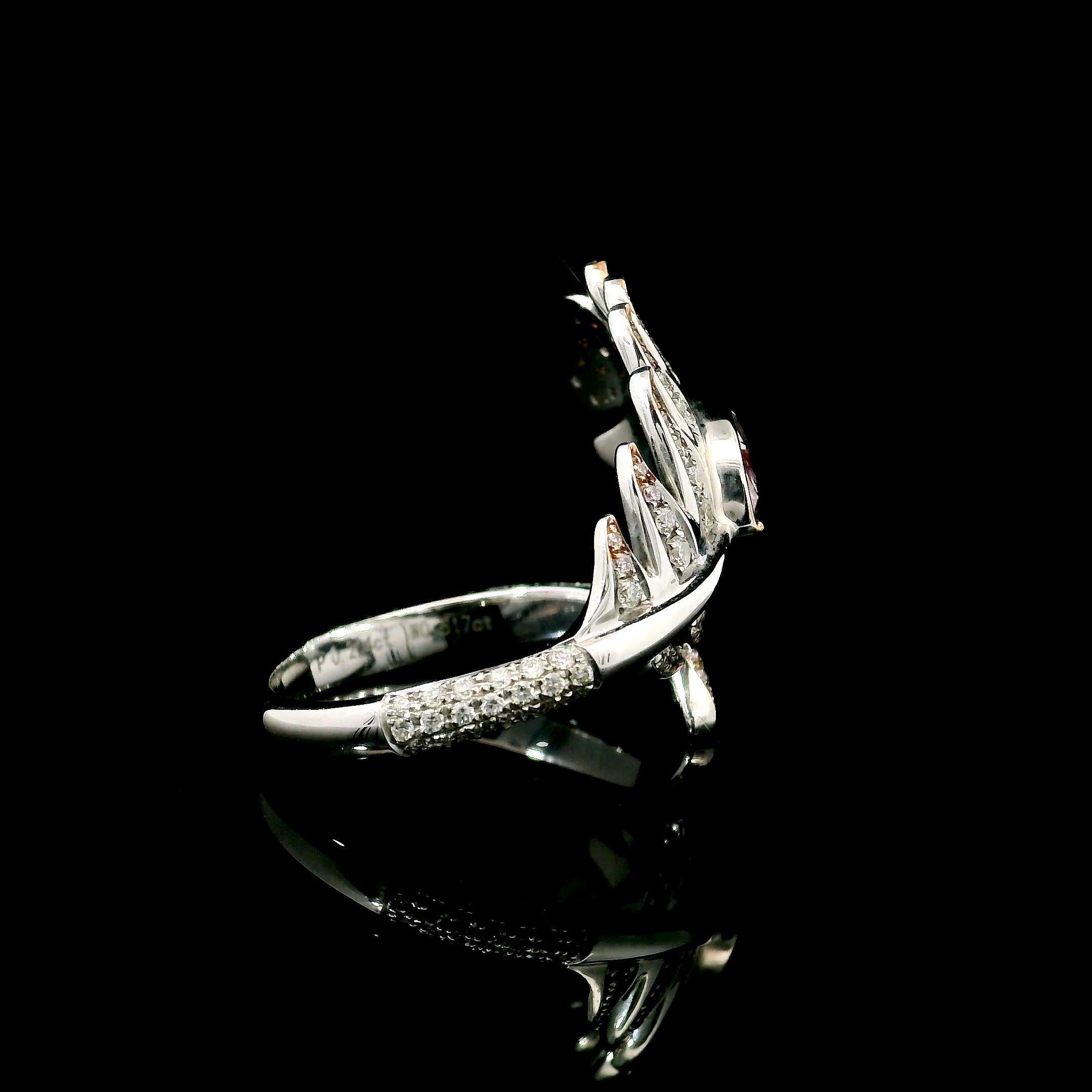 Bague en diamant certifié GIA de 0,57 carat de couleur brun rosé clair I1 en vente 2