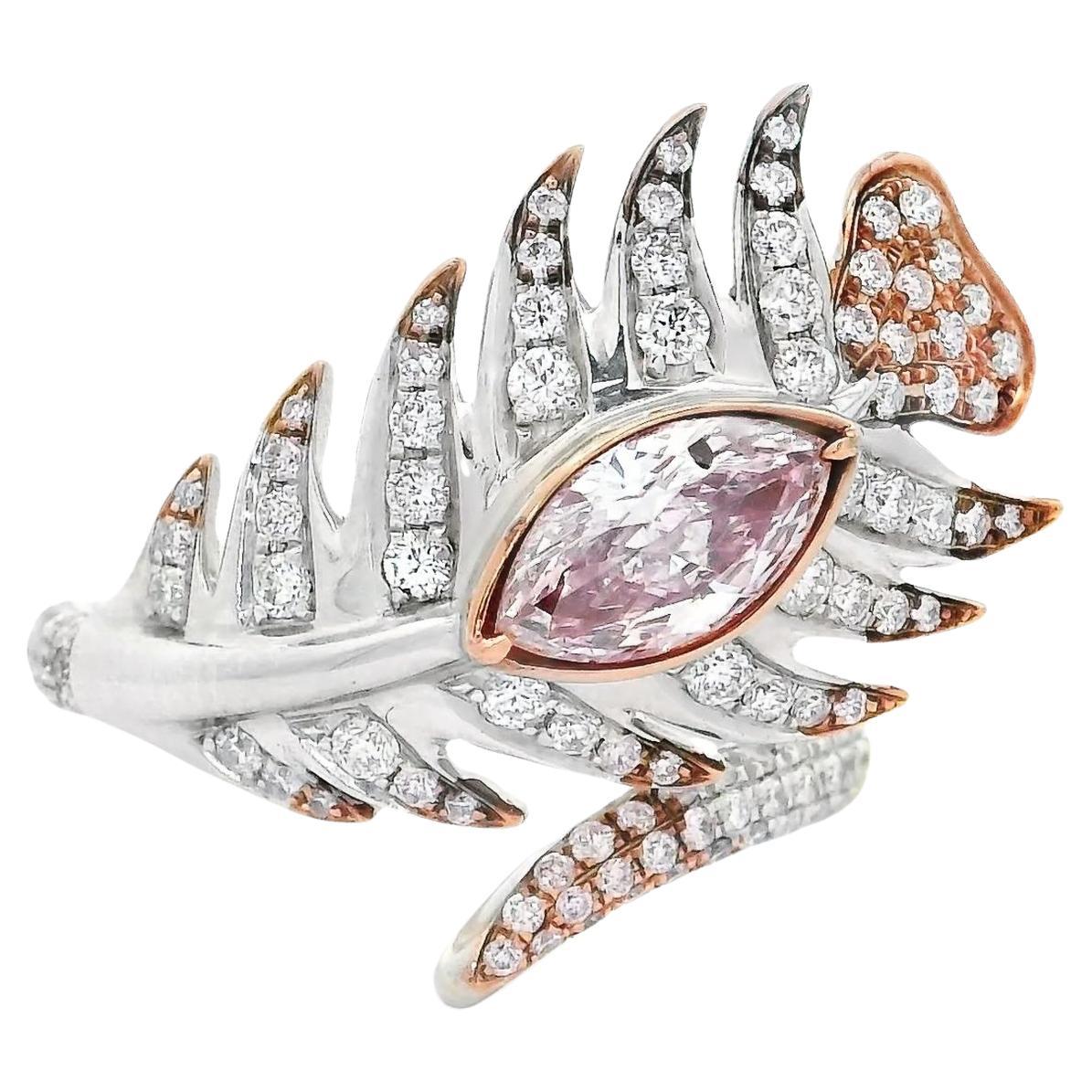 GIA Certified 0.57 Carat Faint Pinkish Brown I1 Clarity Diamond Ring