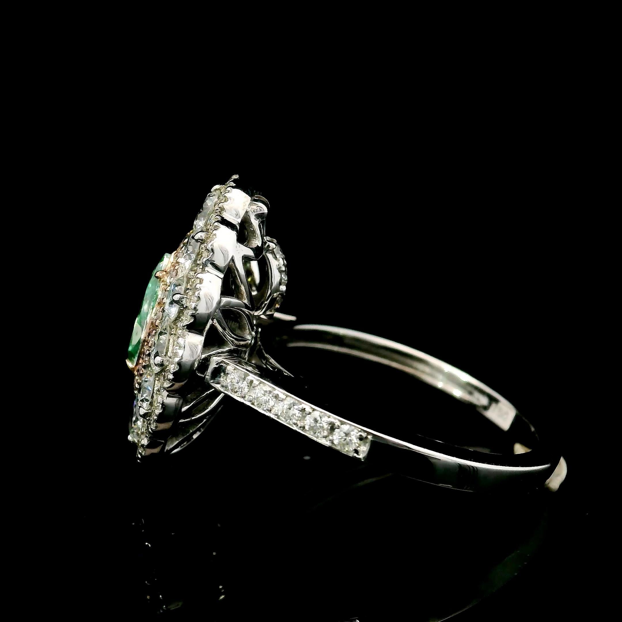 GIA Certified 0.57 Carat Fancy Light Bluish Green SI2 Clarity Diamond Ring For Sale 1