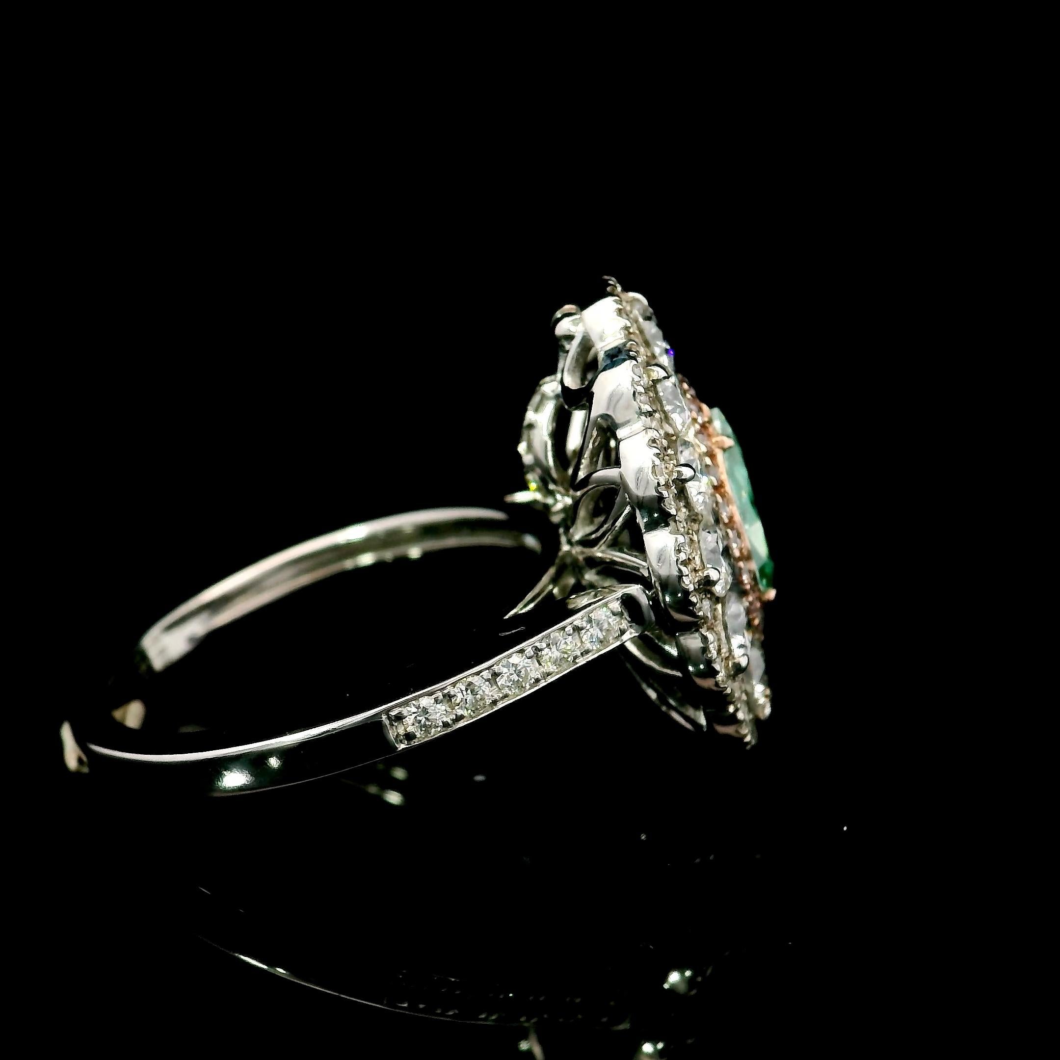 GIA Certified 0.57 Carat Fancy Light Bluish Green SI2 Clarity Diamond Ring For Sale 2