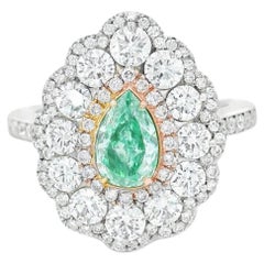 GIA Certified 0.57 Carat Fancy Light Bluish Green SI2 Clarity Diamond Ring