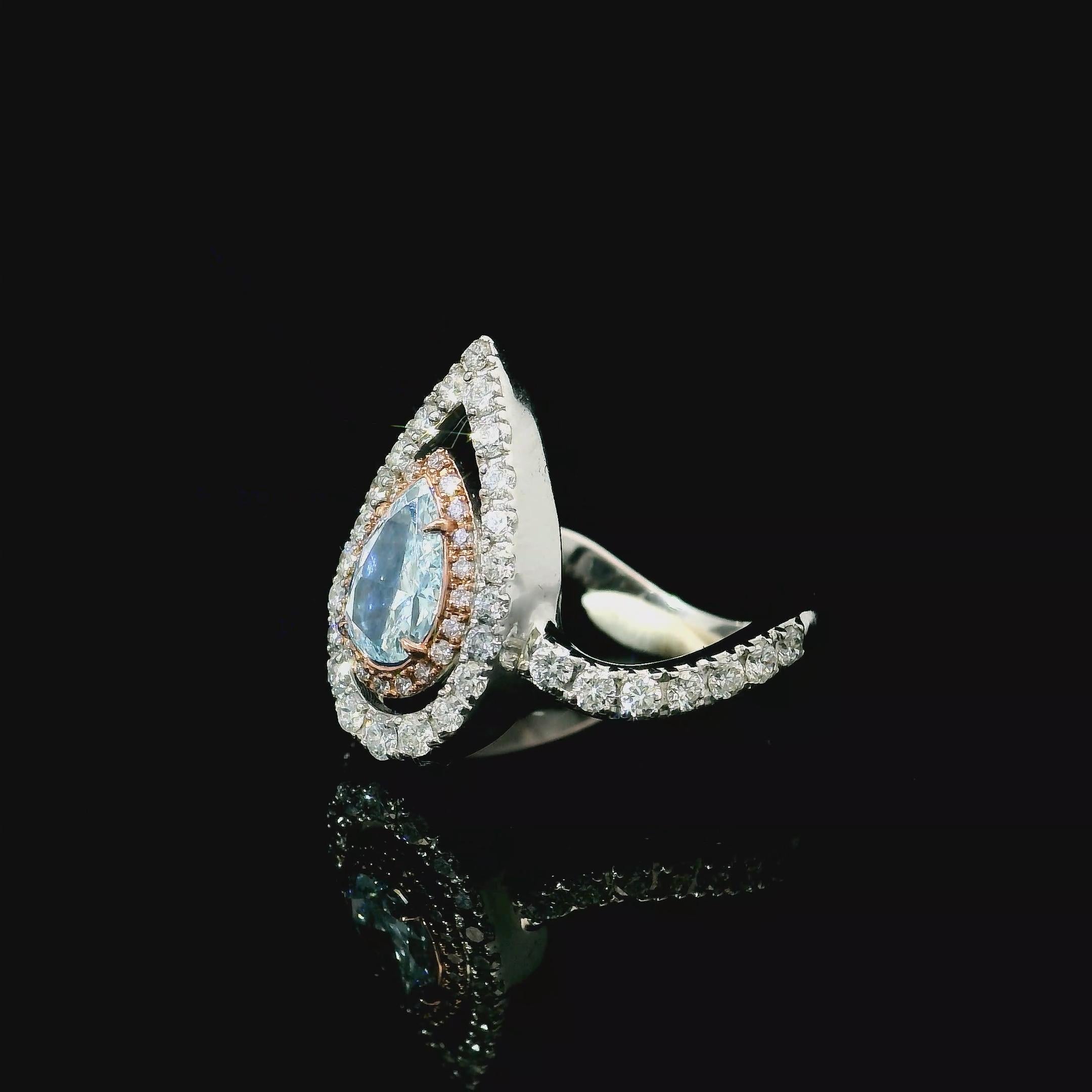 Anello con diamante certificato GIA da 0,57 carati di colore azzurro (indeterminato) con purezza VVS2 in vendita 1