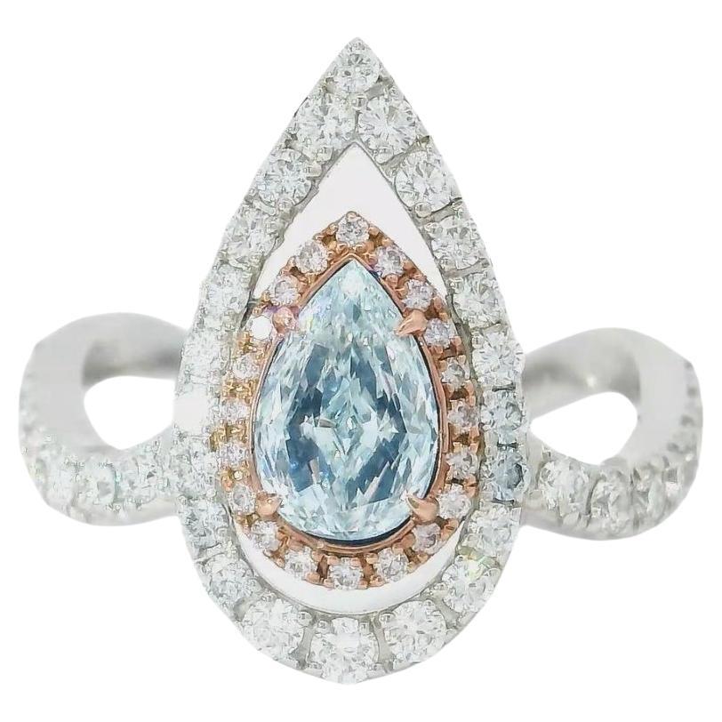Anello con diamante certificato GIA da 0,57 carati di colore azzurro (indeterminato) con purezza VVS2 in vendita