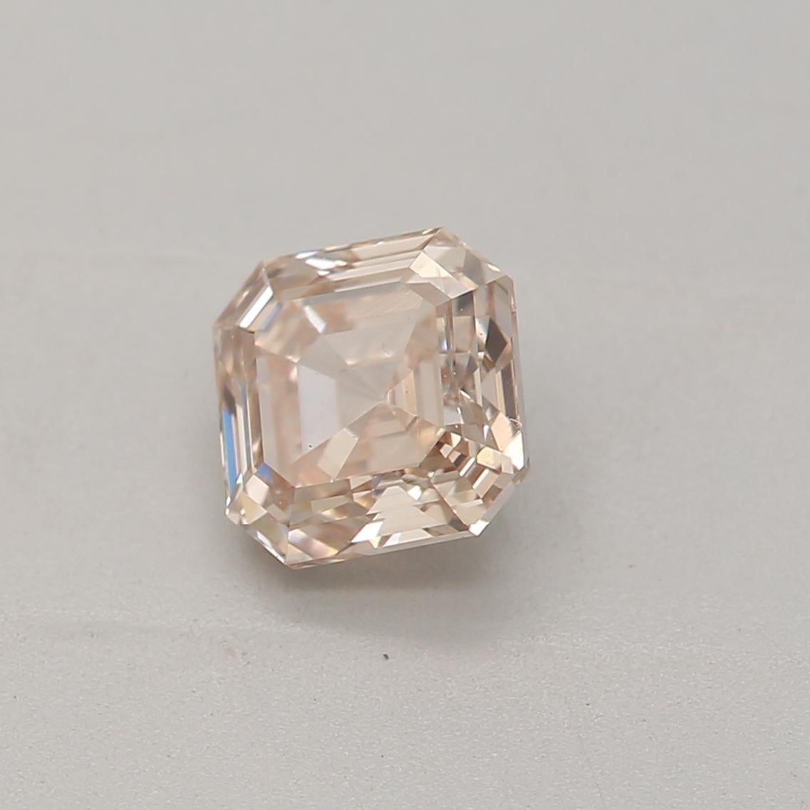 Emerald Cut GIA Certified 0.58 Carat Fancy Light Pinkish Brown I1 Clarity Diamond For Sale
