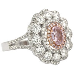 GIA Certified 0.58 Carat Fancy Purple Pink Diamond Ring
