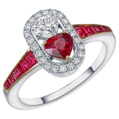 GIA-zertifizierter 0,58 Karat Rubin burmesischer Ring mit unbehandeltem Taubenblut- und Diamanten