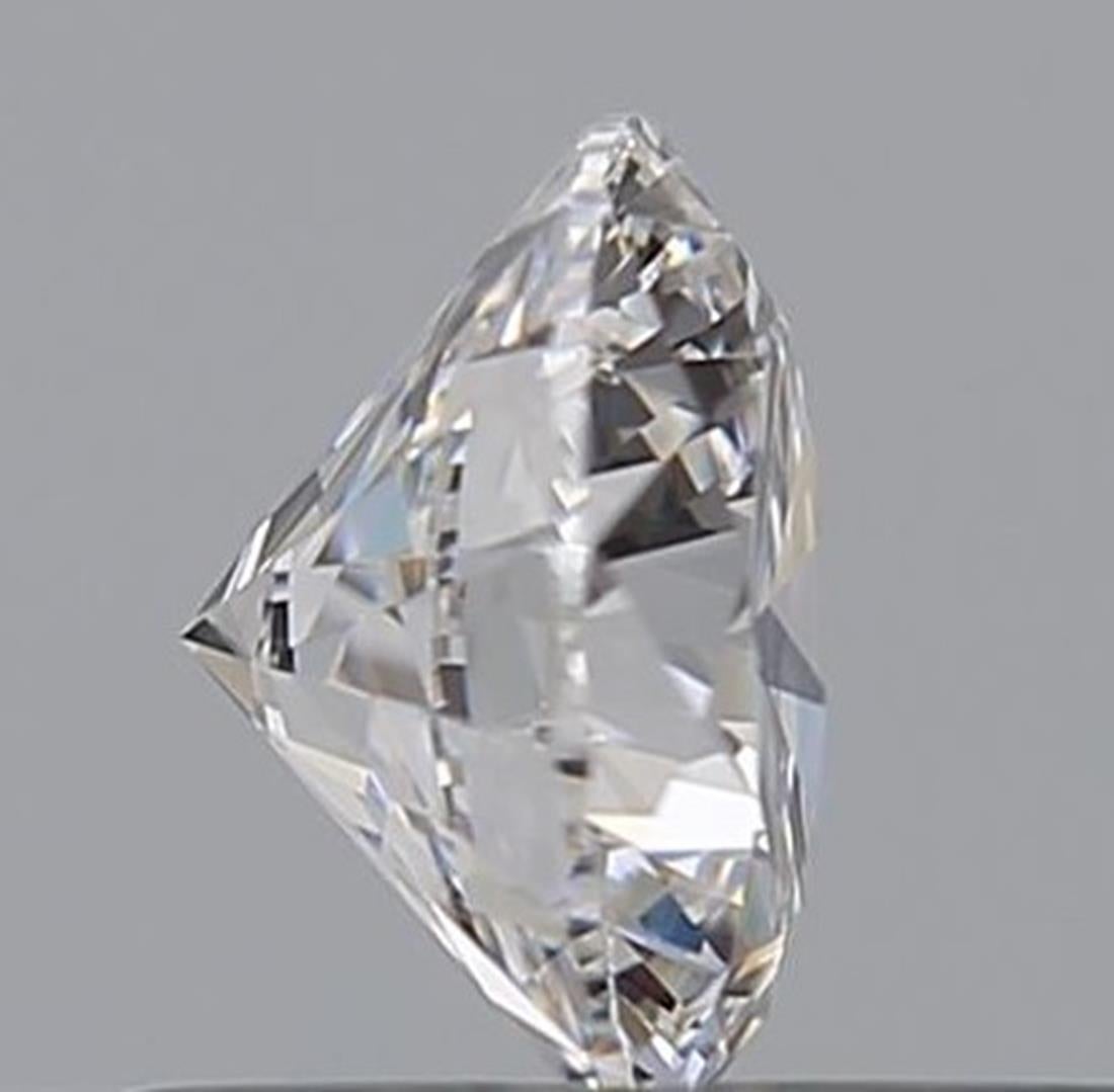 Certificate: GIA 
Report Number: 6515259379
Shape And Cut: Round
Carat Weight: 0.59 carat
Measurements:  5.33 - 5.37 x 3.30 mm
Color Grade: F Colour

FEATURES OF THE DIAMOND:

This F-color natural diamond is classified as near-colorless on the GIA