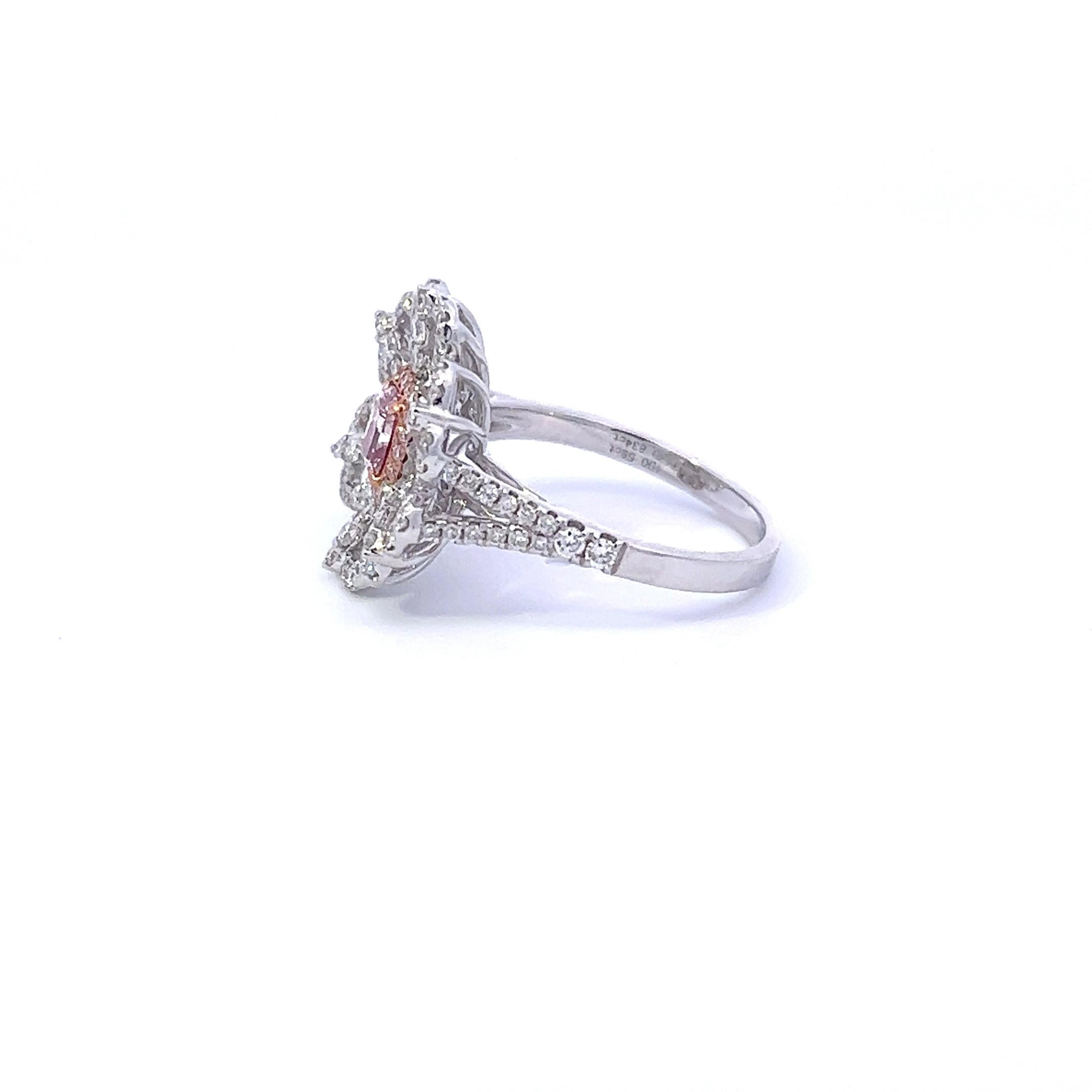 Cushion Cut GIA Certified 0.59 Carat Light Pink Diamond Ring For Sale