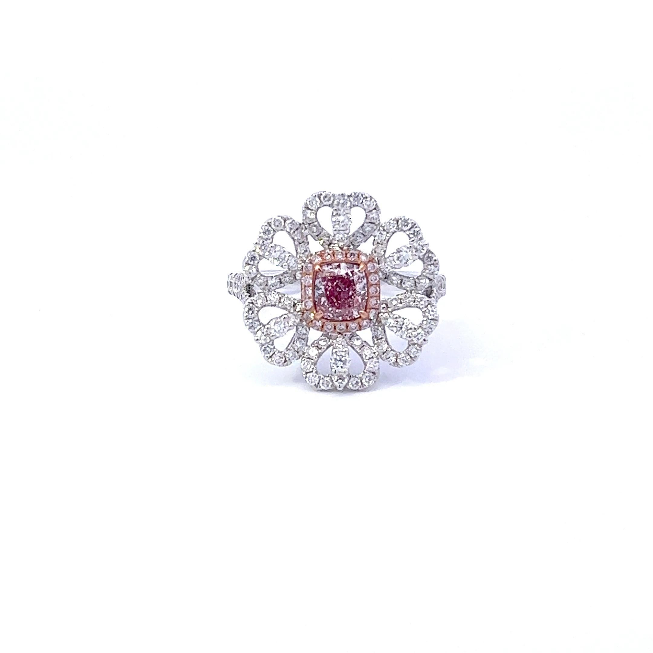 GIA Certified 0.59 Carat Light Pink Diamond Ring In New Condition For Sale In Los Angeles, CA