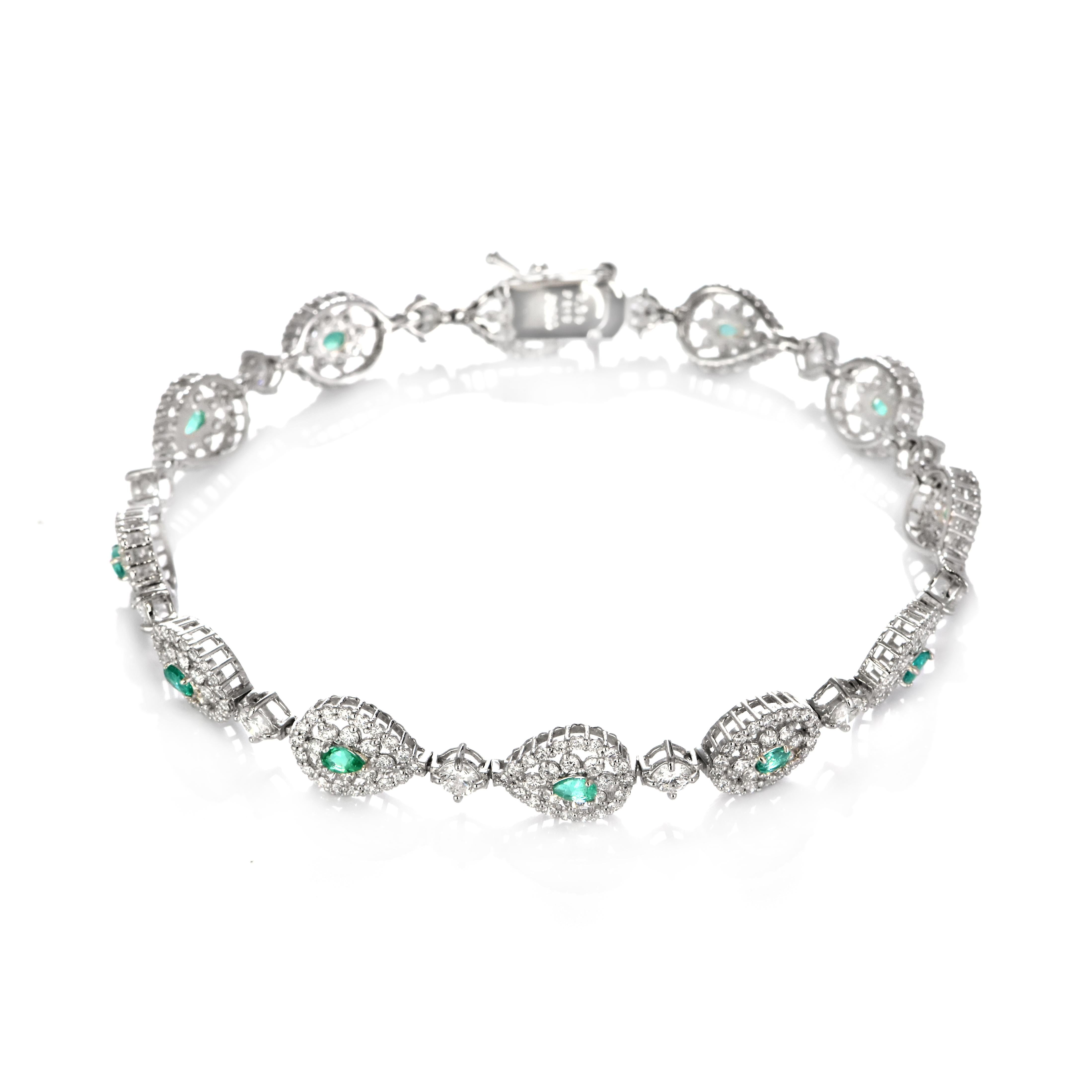 Bracelet en platine avec diamants et paraiba brésilien de 0,59 carat certifié GIA en vente 2
